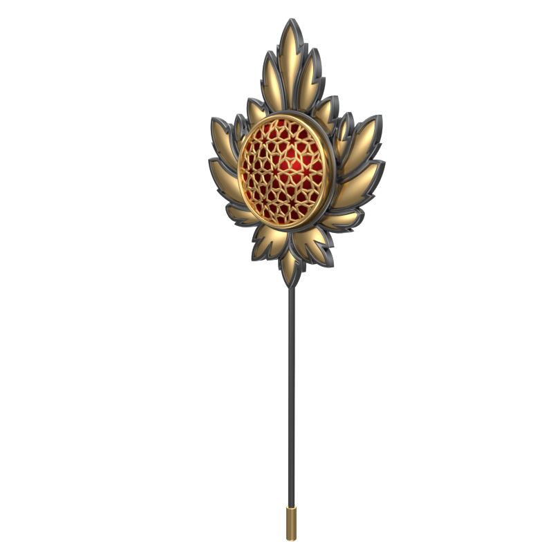 Starburst , Maple Classic Lapel with 18kt Gold & Black Ruthenium Plating and Enamel on Brass.