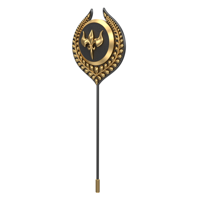 Rudra ,Leaf Edgy Lapel with 18kt Gold & Black Ruthenium Plating and Enamel on Brass.