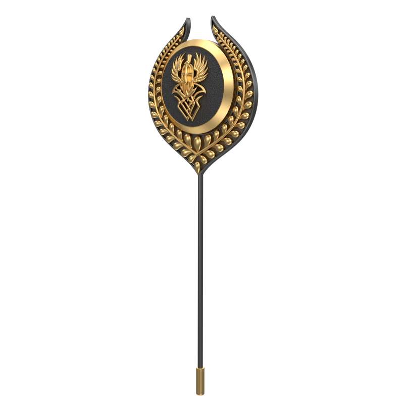 Warrior ,Leaf Edgy Lapel with 18kt Gold & Black Ruthenium Plating and Enamel on Brass.