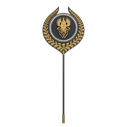 Warrior  Luxe, Leaf Edgy Lapel with CZ Diamonds, 18kt Gold & Black Ruthenium Plating on Brass.