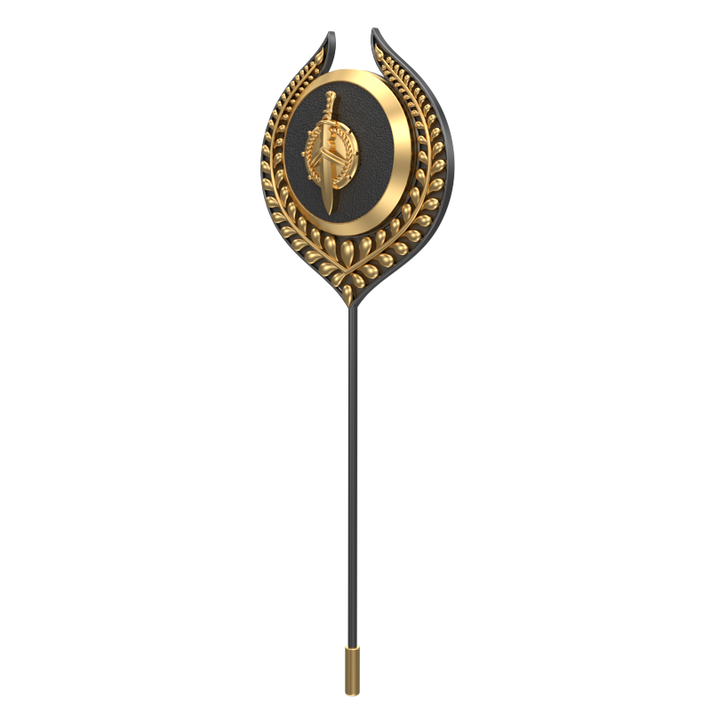 Honour ,Leaf Edgy Lapel with 18kt Gold & Black Ruthenium Plating and Enamel on Brass.