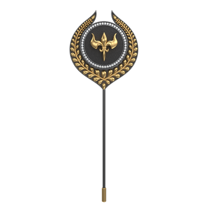 Rudra  Luxe, Leaf Edgy Lapel with CZ Diamonds, 18kt Gold & Black Ruthenium Plating on Brass.