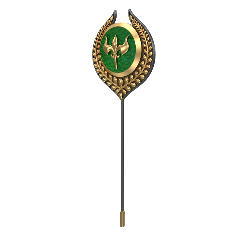 Rudra ,Leaf Edgy Lapel with 18kt Gold & Black Ruthenium Plating and Enamel on Brass.