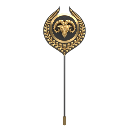 Aries Zodiac, Leaf Constellation Lapel with 18kt Gold & Black Ruthenium Plating and Enamel  on Brass.