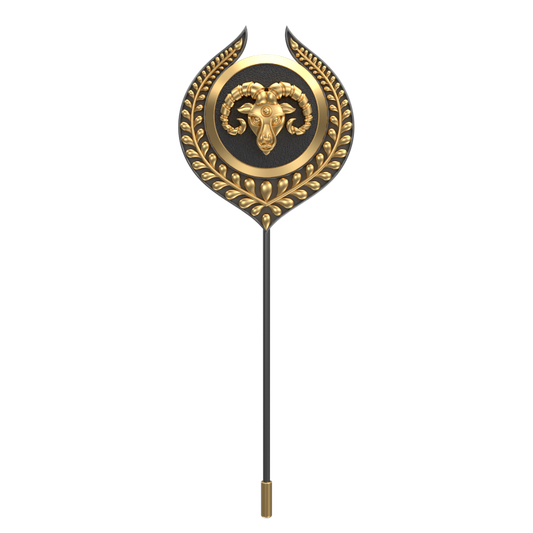 Aries Zodiac, Leaf Constellation Lapel with 18kt Gold & Black Ruthenium Plating and Enamel  on Brass.