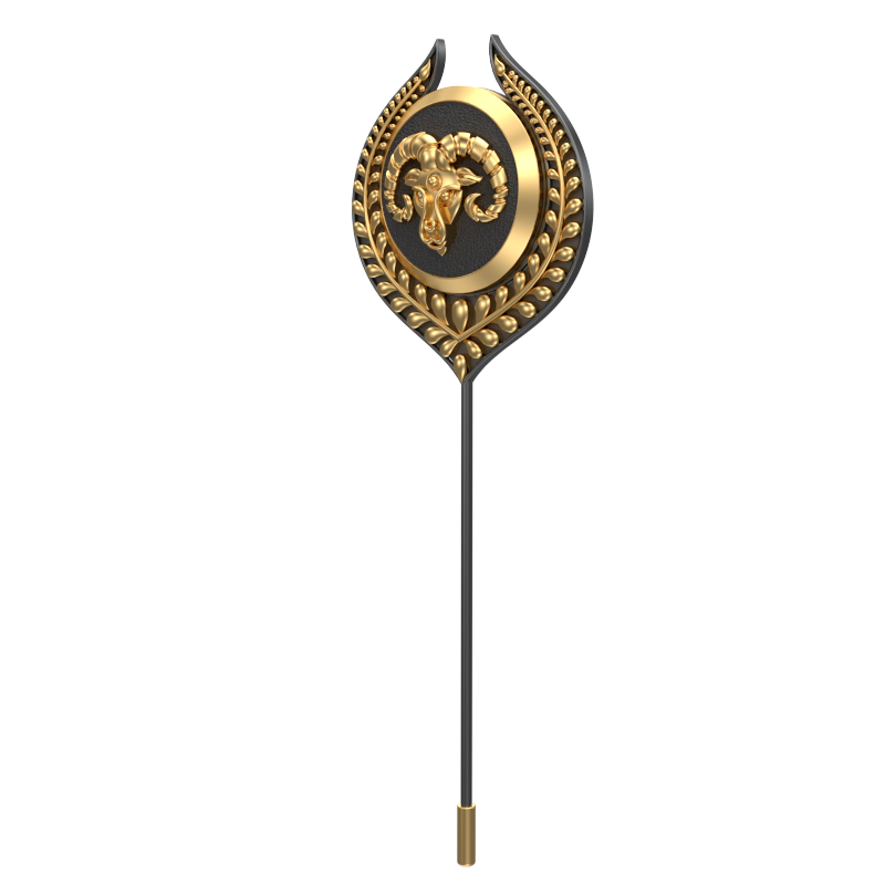 Aries Zodiac, Leaf Constellation Lapel with 18kt Gold & Black Ruthenium Plating and Enamel  on Brass.