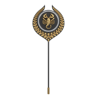 Scorpio Zodiac Luxe, Leaf Constellation Lapel with CZ Diamonds, 18kt Gold & Black Ruthenium Plating on Brass.