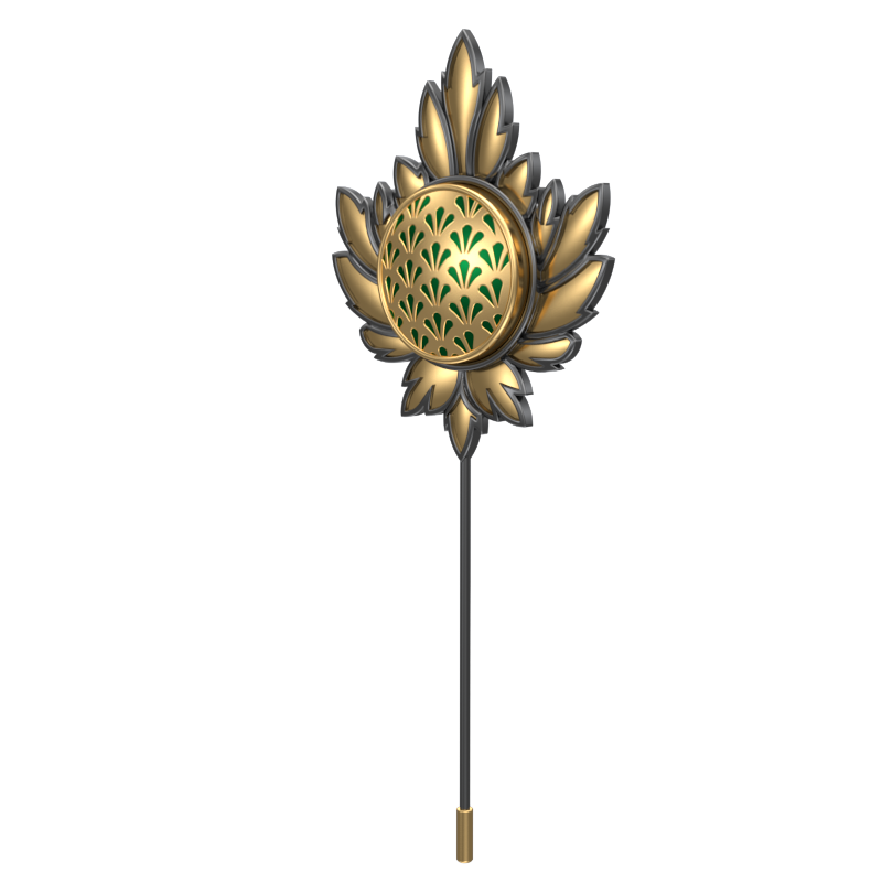 Bloom , Maple Classic   Lapel with 18kt Gold & Black Ruthenium Plating and Enamel  on Brass.
