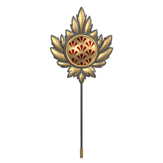 Bloom , Maple Classic   Lapel with 18kt Gold & Black Ruthenium Plating and Enamel  on Brass.
