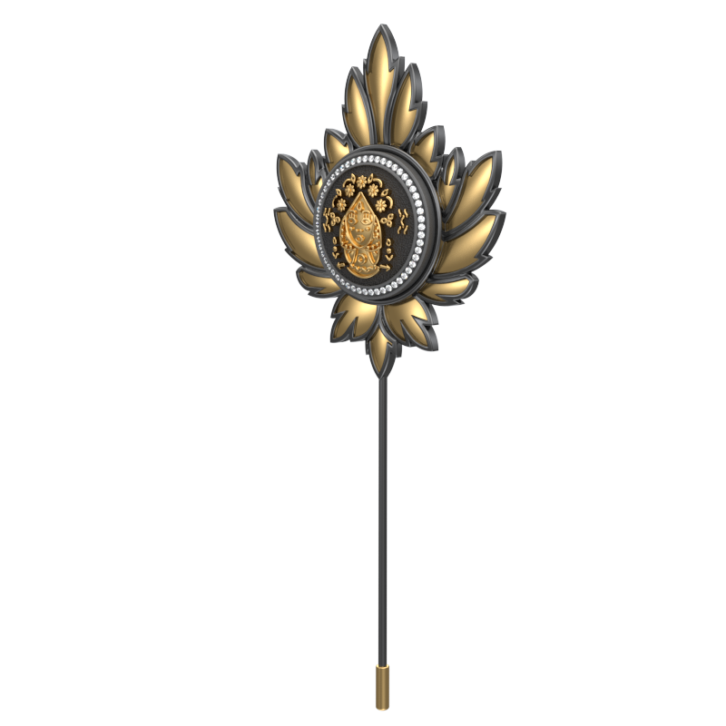 Virgo Zodiac Luxe, Maple Constellation Lapel with CZ Diamonds, 18kt Gold & Black Ruthenium Plating on Brass.