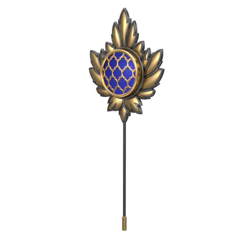 Ornate , Maple Classic   Lapel with 18kt Gold & Black Ruthenium Plating and Enamel on Brass.