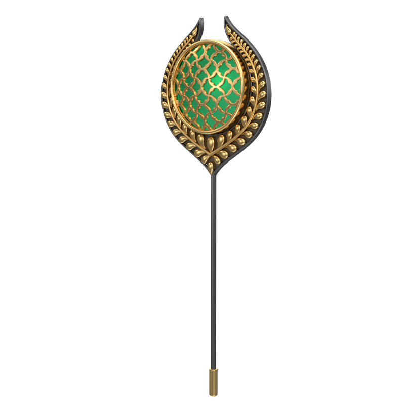 Enchanted , Leaf Classic Lapel with 18kt Gold & Black Ruthenium Plating and Enamel on Brass.