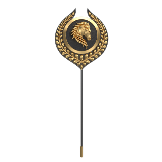 Horse, Leaf Wild Lapel with 18kt Gold & Black Ruthenium Plating on Brass.