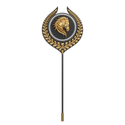 Horse Luxe, Leaf Wild Lapel with CZ Diamonds, 18kt Gold & Black Ruthenium Plating on Brass.