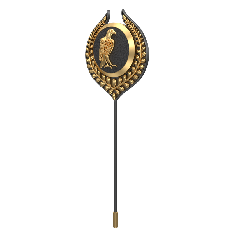 Falcon, Leaf Wild Lapel with 18kt Gold & Black Ruthenium Plating on Brass.