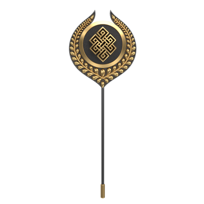 Infinity, Leaf Spiritual Lapel with 18kt Gold & Black Ruthenium Plating on Brass.