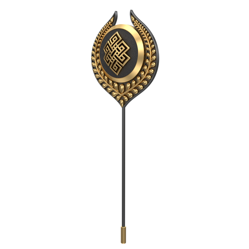 Infinity, Leaf Spiritual Lapel with 18kt Gold & Black Ruthenium Plating on Brass.
