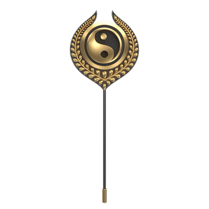 Ying Yang, Leaf Spiritual Lapel with 18kt Gold & Black Ruthenium Plating on Brass .
