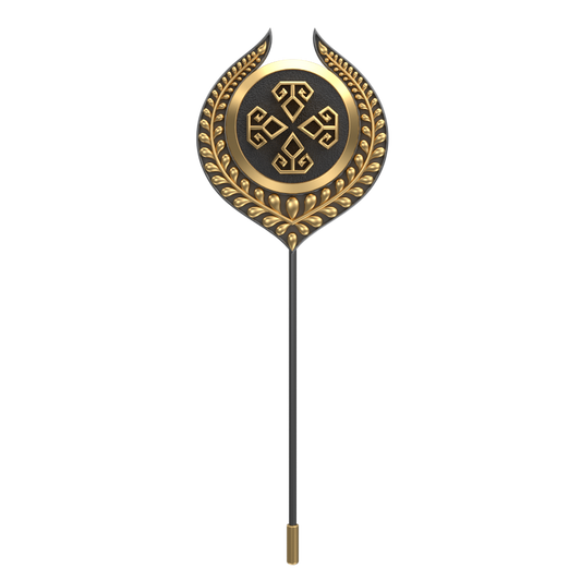 Power, Leaf Spiritual Lapel with 18kt Gold & Black Ruthenium Plating on Brass.