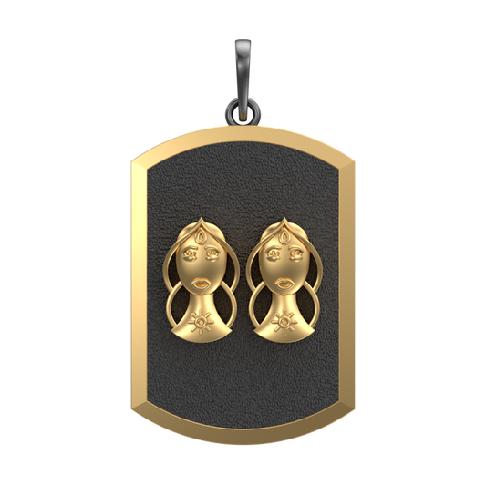 Gemini Zodiac, Constellation Pendant with 18kt Gold & Black Ruthenium Plating on Brass.