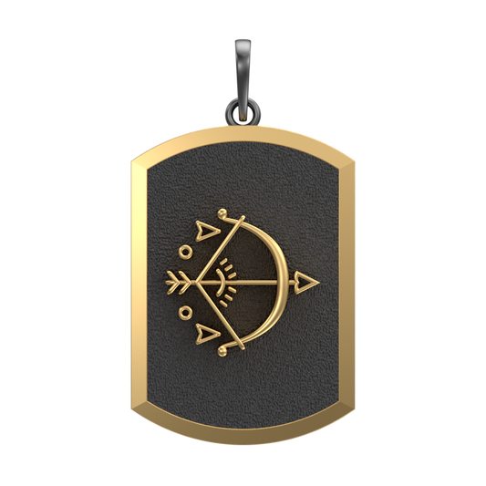 Sagittarius Zodiac, Constellation Pendant with 18kt Gold & Black Ruthenium Plating on Brass.