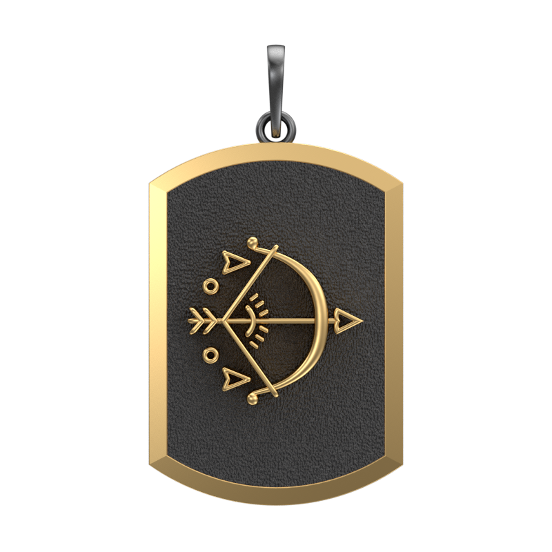 Sagittarius Zodiac, Constellation Pendant with 18kt Gold & Black Ruthenium Plating on Brass.