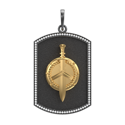 Honour Luxe, Edgy Pendant with CZ Diamonds, 18kt Gold & Black Ruthenium Plating on Brass.