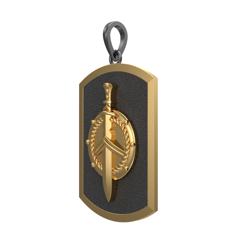 Honour, Edgy Pendant with 18kt Gold & Black Ruthenium Plating on Brass.