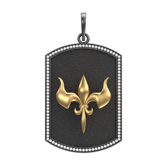 Rudra Luxe, Edgy Pendant with CZ Diamonds, 18kt Gold & Black Ruthenium Plating on Brass.