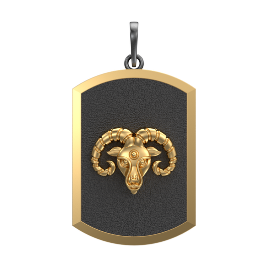 Aries Zodiac, Constellation Pendant with 18kt Gold & Black Ruthenium Plating on Brass.
