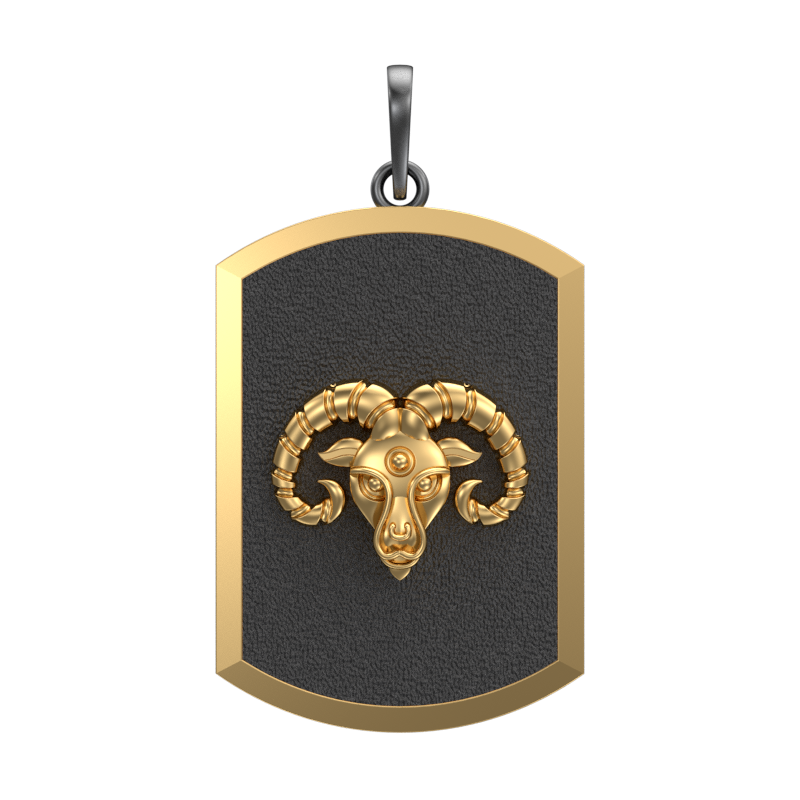 Aries Zodiac, Constellation Pendant with 18kt Gold & Black Ruthenium Plating on Brass.