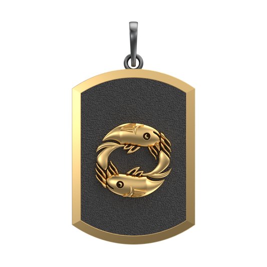 Pisces Zodiac, Constellation Pendant with 18kt Gold & Black Ruthenium Plating on Brass.