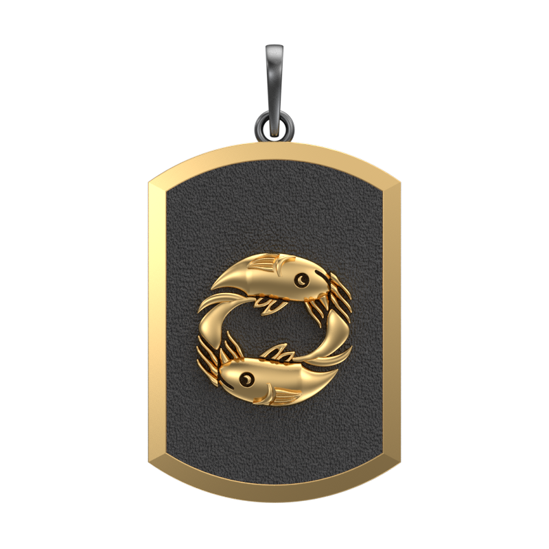 Pisces Zodiac, Constellation Pendant with 18kt Gold & Black Ruthenium Plating on Brass.