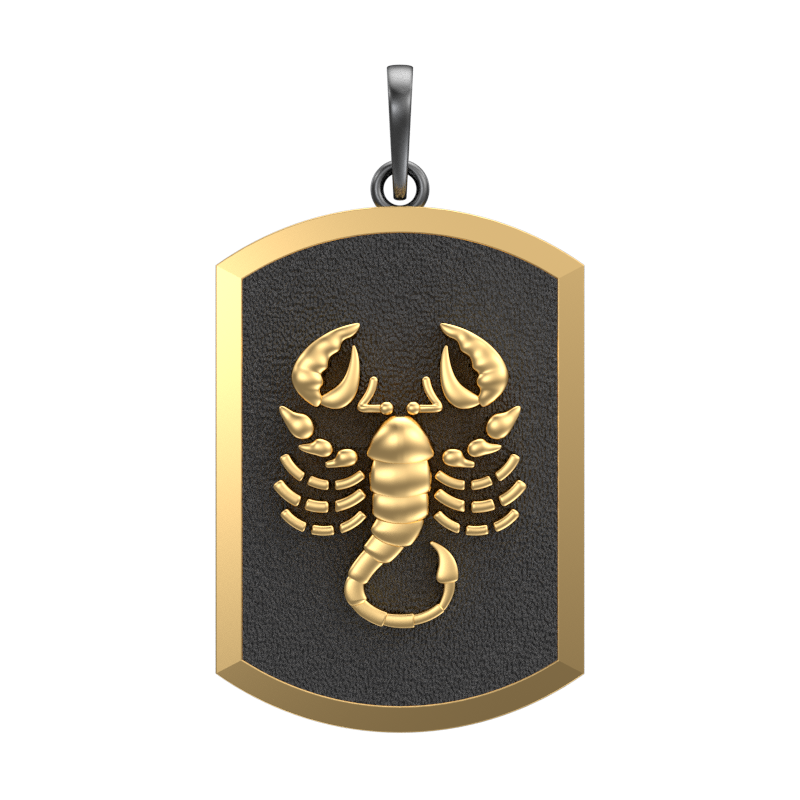 Scorpio Zodiac, Constellation Pendant with 18kt Gold & Black Ruthenium Plating on Brass.