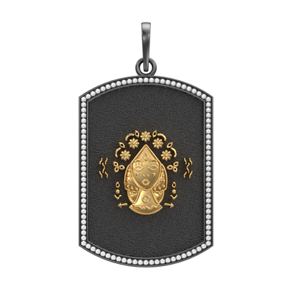 Virgo Zodiac Luxe, Constellation Pendant with CZ Diamonds, 18kt Gold & Black Ruthenium Plating on Brass.