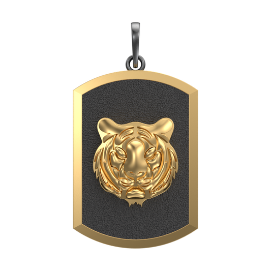 Tiger, Wild Pendant with 18kt Gold & Black Ruthenium Plating on Brass.
