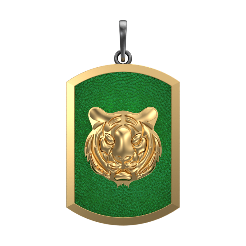 Tiger, Wild Pendant with 18kt Gold & Black Ruthenium Plating on Brass.