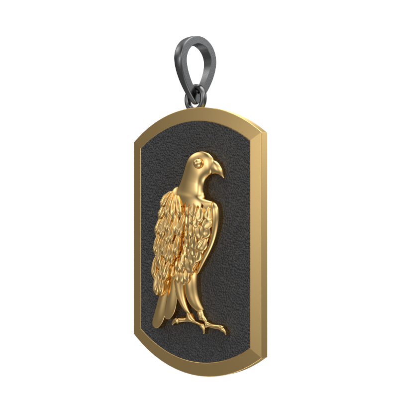 Falcon, Wild Pendant with 18kt Gold & Black Ruthenium Plating on Brass.