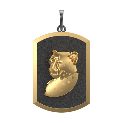 Leopard, Wild Pendant with 18kt Gold & Black Ruthenium Plating on Brass.
