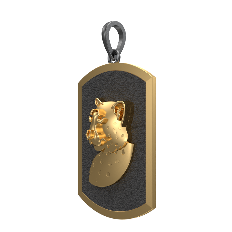 Leopard, Wild Pendant with 18kt Gold & Black Ruthenium Plating on Brass.