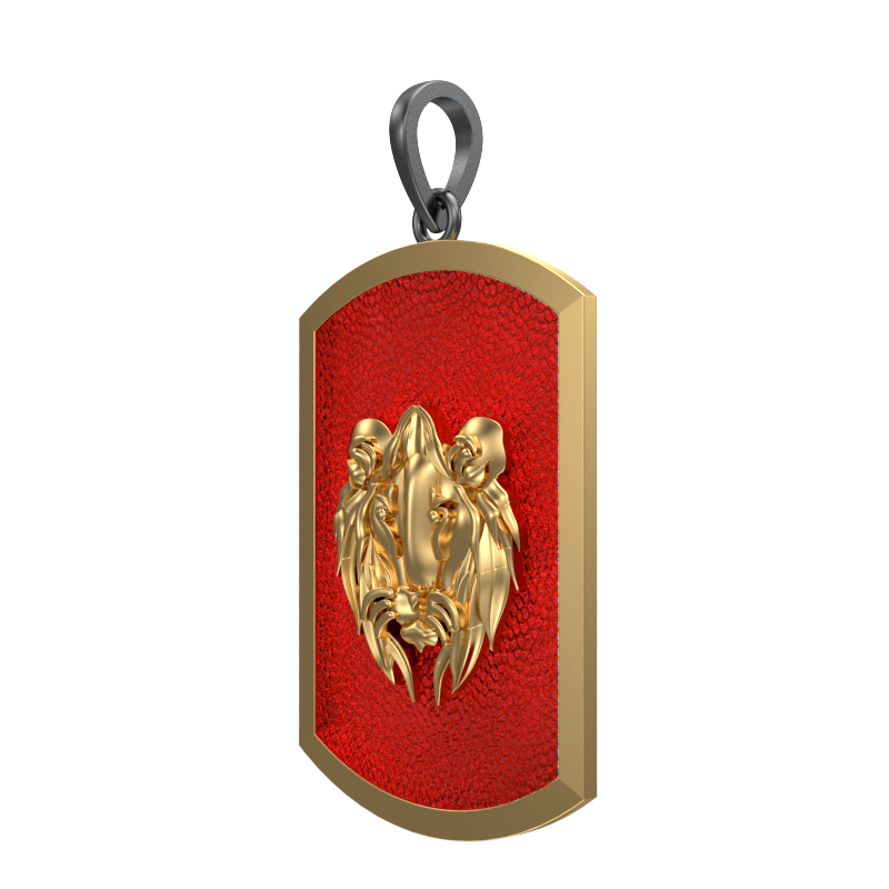 Lion, Wild Pendant with 18kt Gold & Black Ruthenium Plating on Brass.
