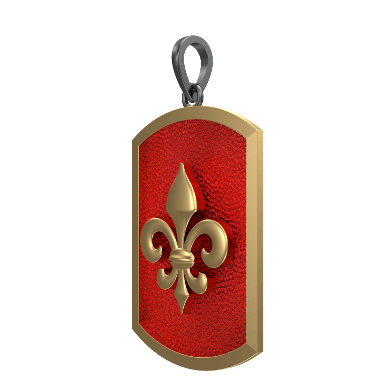 Fleur di lis, Spiritual Pendant with 18kt Gold & Black Ruthenium Plating on Brass.