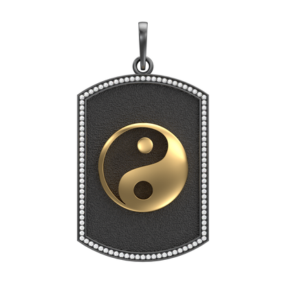 Ying Yang Luxe, Spiritual Pendant with CZ Diamonds, 18kt Gold & Black Ruthenium Plating on Brass.