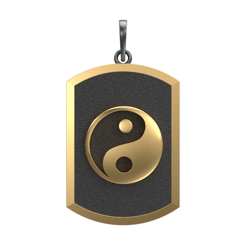 Ying Yang, Spiritual Pendant with 18kt Gold & Black Ruthenium Plating on Brass.