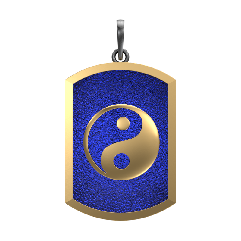 Ying Yang, Spiritual Pendant with 18kt Gold & Black Ruthenium Plating on Brass.
