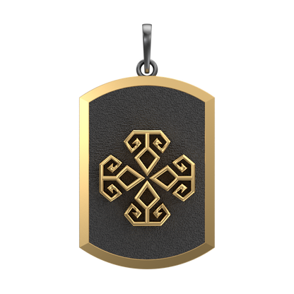 Power, Spiritual Pendant with 18kt Gold & Black Ruthenium Plating on Brass.