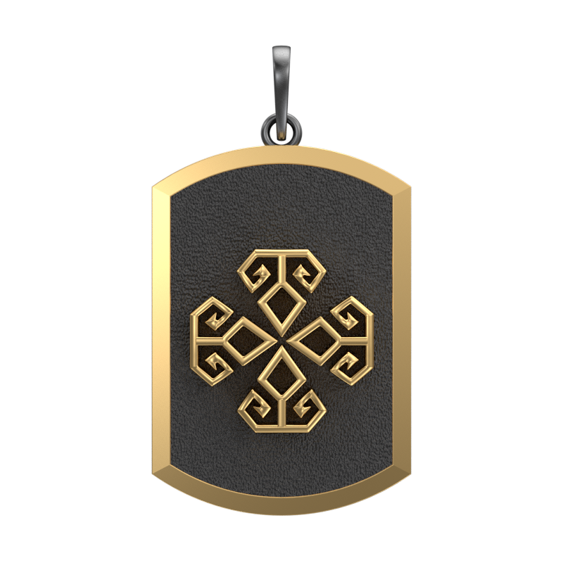 Power, Spiritual Pendant with 18kt Gold & Black Ruthenium Plating on Brass.