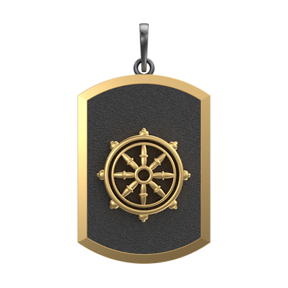 Dharma, Spiritual Pendant with 18kt Gold & Black Ruthenium Plating on Brass.
