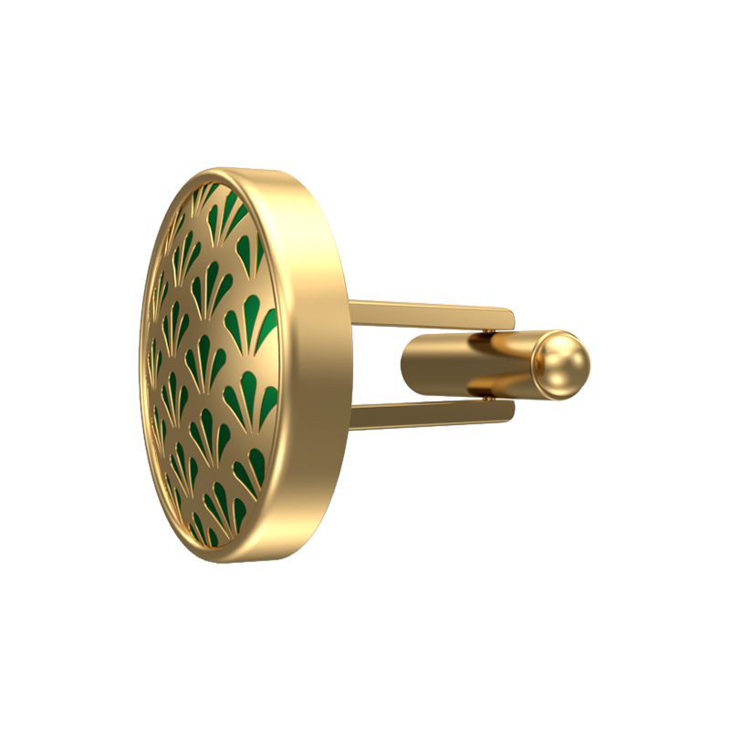 Bloom, Classic Cufflink Set with 18kt Gold Plating and Enamel  on Brass.