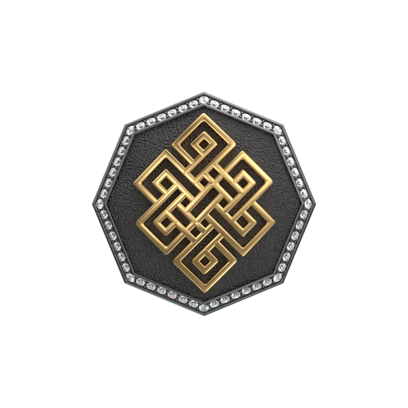 Infinity Luxe, Spiritual Cufflink Set with CZ Diamonds, 18kt Gold & Black Ruthenium Plating on Brass.